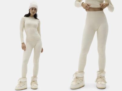 Woman modeling the baselayer from Halfdays x Parks Project