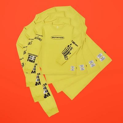 Rotationally repeated images of a long sleeve tee. Converse x P.A.M. (Perks and Mini) collab. 