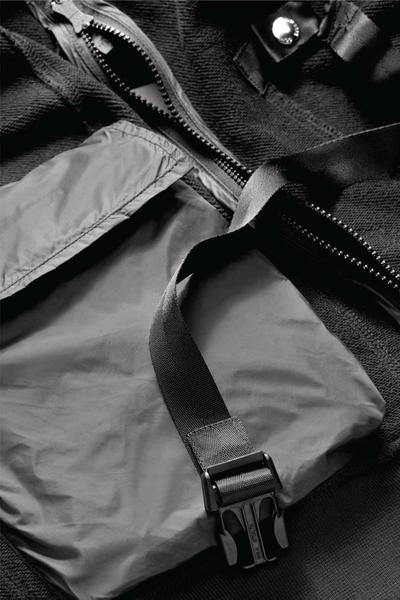 Interior pockets of a hoodie. Soloist x Converse collaboration.