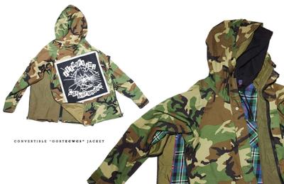2 photos of a gore-tex camouflage jacket. Converse Blue Sky project focusing on the concept of Urban Utility and what it means to both the consumer and the brand.