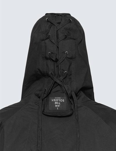 Image of the back view of a hood. Soloist x Converse collaboration.
