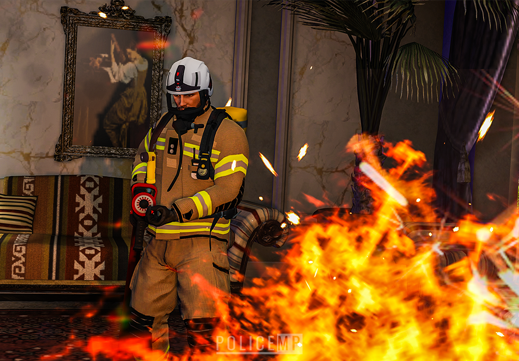 LFRS Fire Fighter battling flames