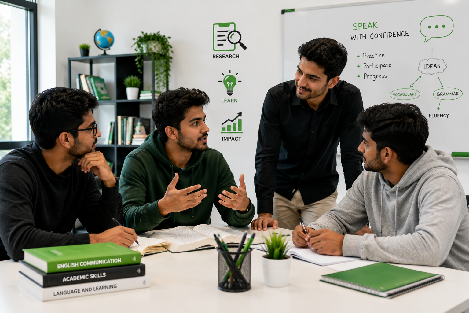 ESL students discussion in a classroom