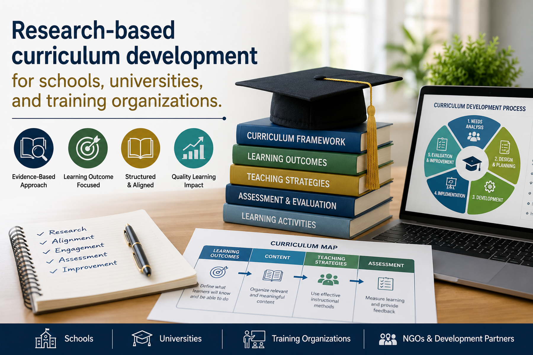 Research-based curriculum development for schools, universities, and training organizations.