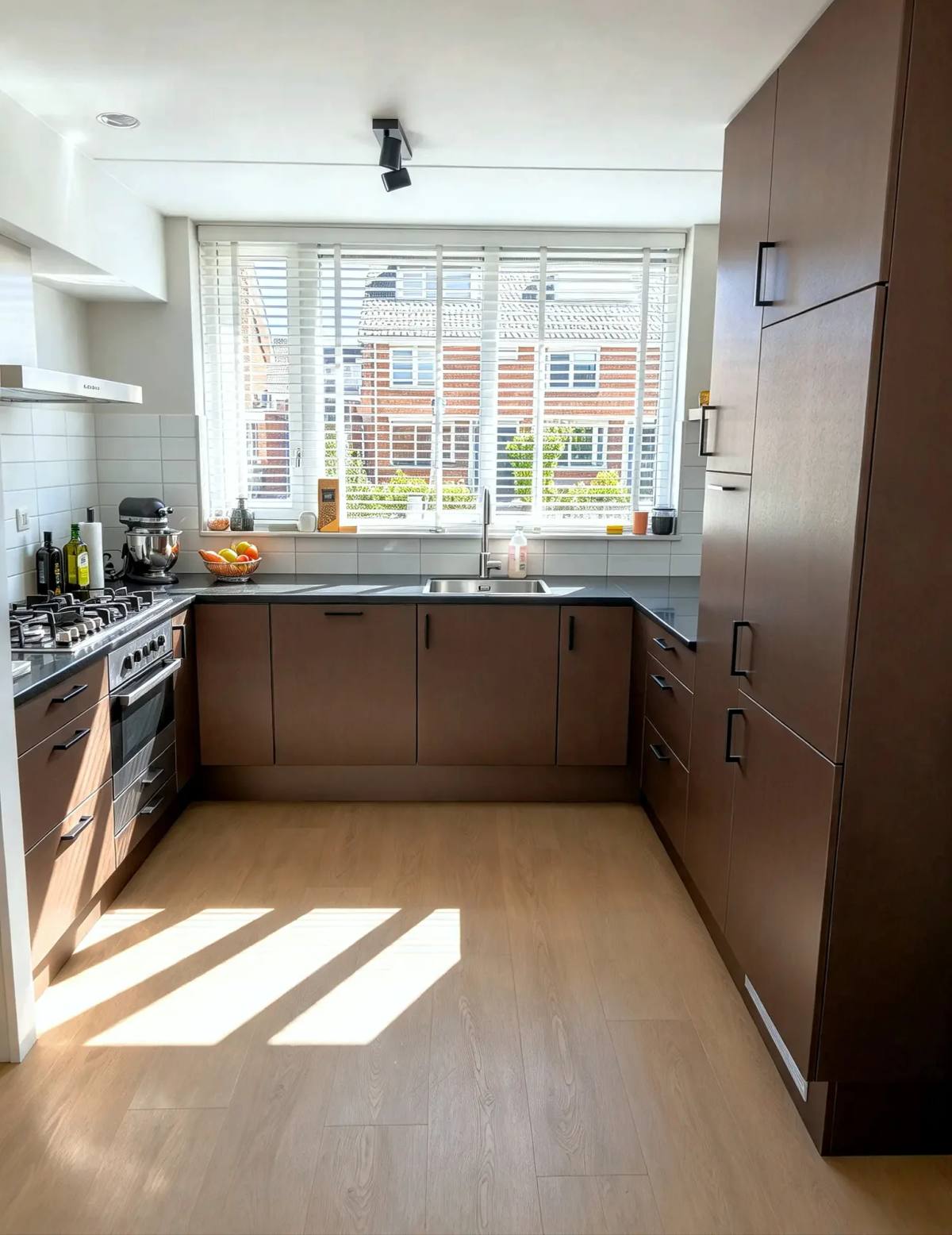 Keuken met frontjes in geborsteld koper
