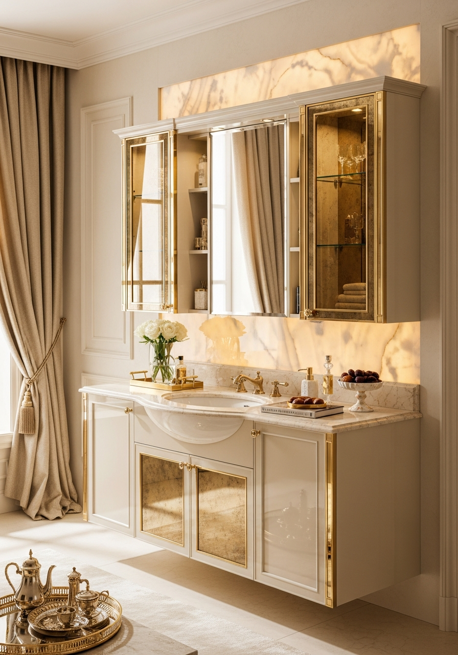 Fadior Acqua Bath and Vanity Suite — interior room context showing cabinet integration