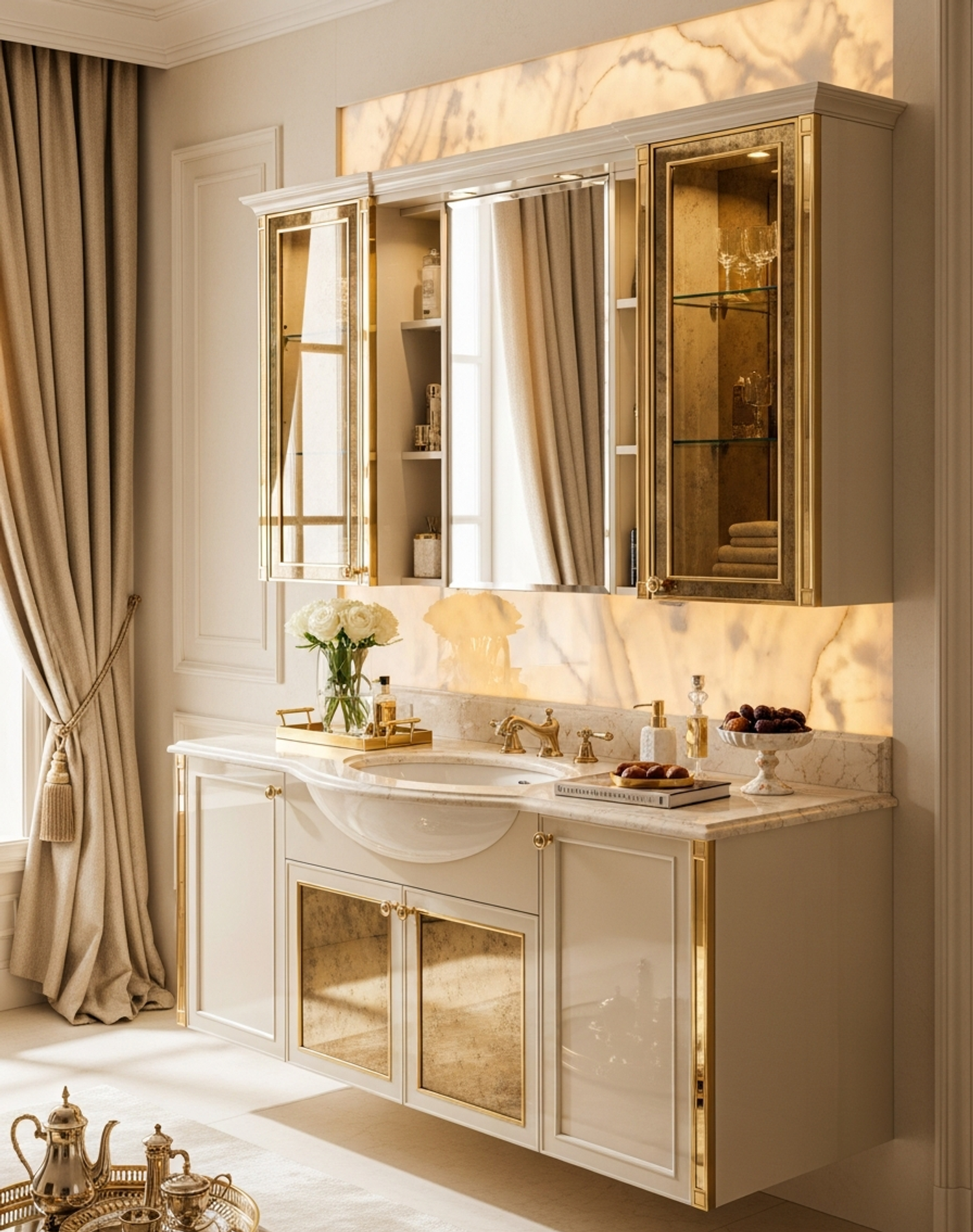 Fadior Acqua Bath and Vanity Suite — interior room context showing cabinet integration