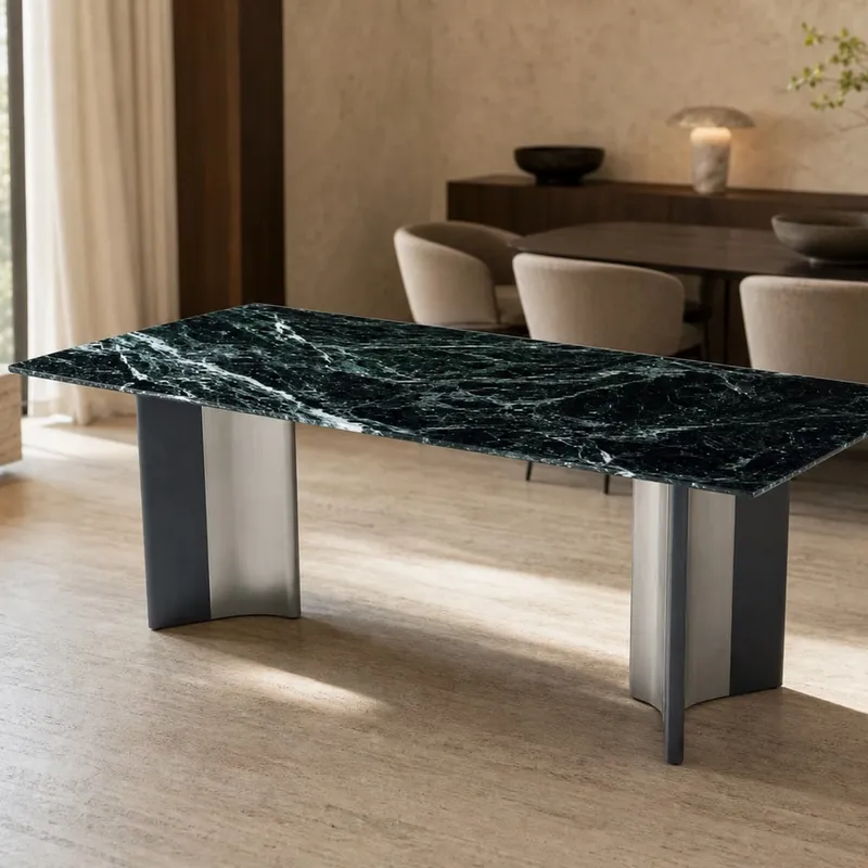 Flared-Cruciform Marble Dining Table 140×80 cm