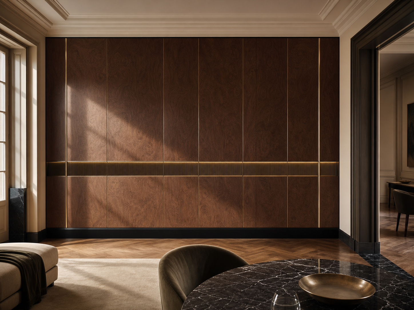 Suite de Paneles de Pared Miroir con Cinta Acústica Cove perspectiva interior