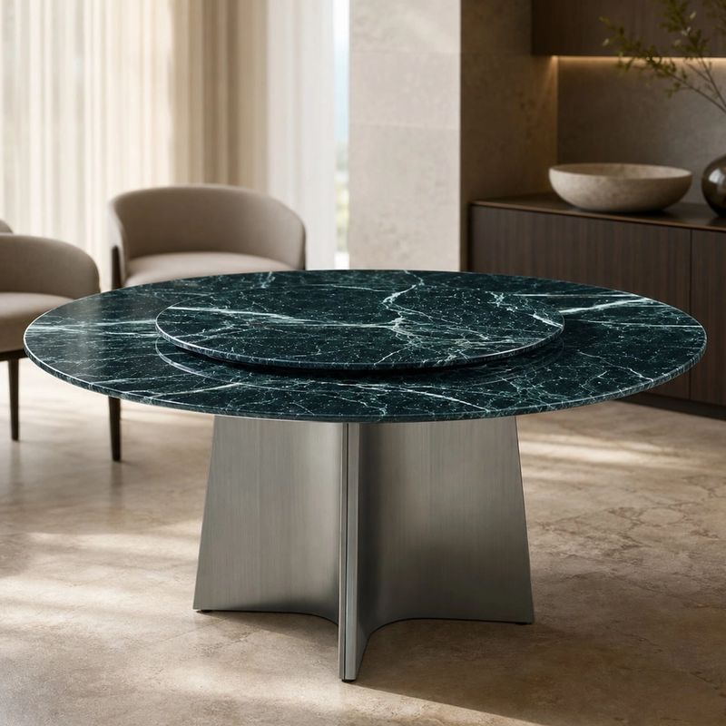 Stone-Top Marble Dining Table (Natural luxury stone) styled in a FADIOR HOME interior setting