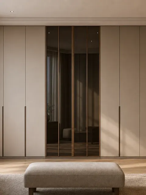 Fadior Voyage Wardrobe Suite with Atelier Gallery Spine — 304 stainless steel wardrobe system, front view