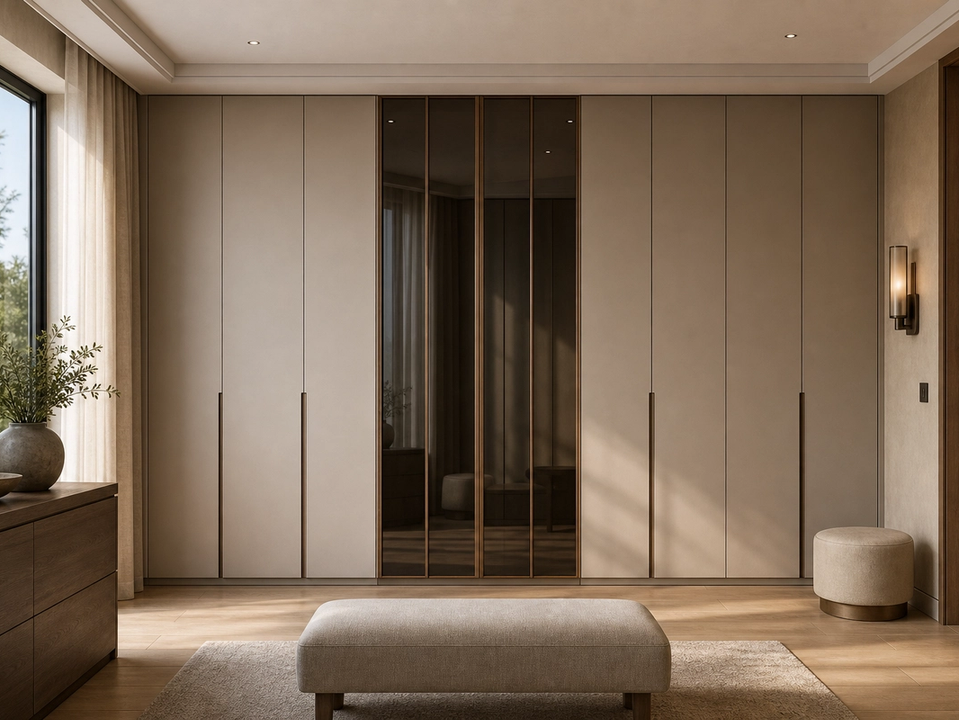 Fadior Voyage Wardrobe Suite with Atelier Gallery Spine — 304 stainless steel wardrobe system, front view