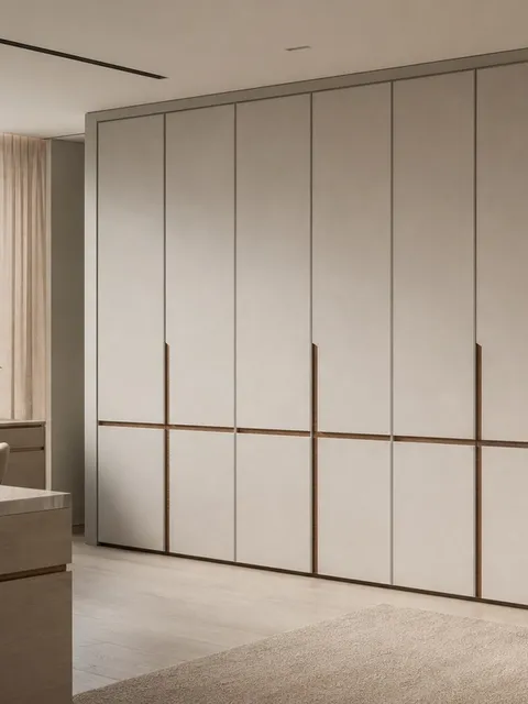 Suite de Armario Lumiere con Lámpara de Vestir Acanalada en Perla