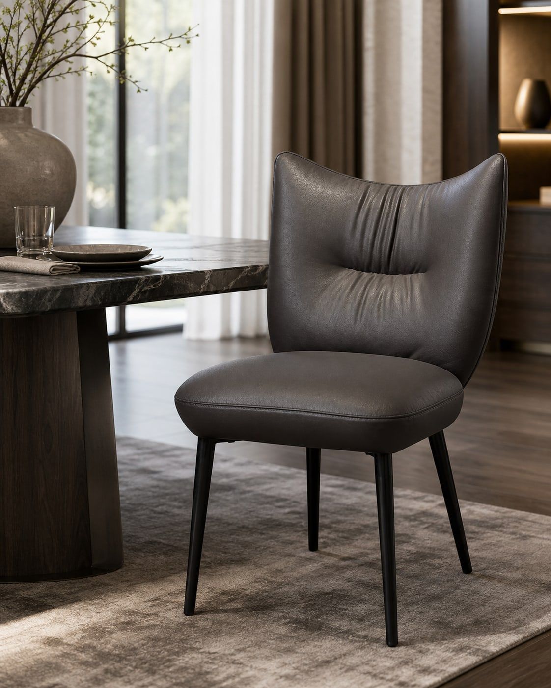 Dining Chair (Carbon steel) styled in a FADIOR HOME interior setting