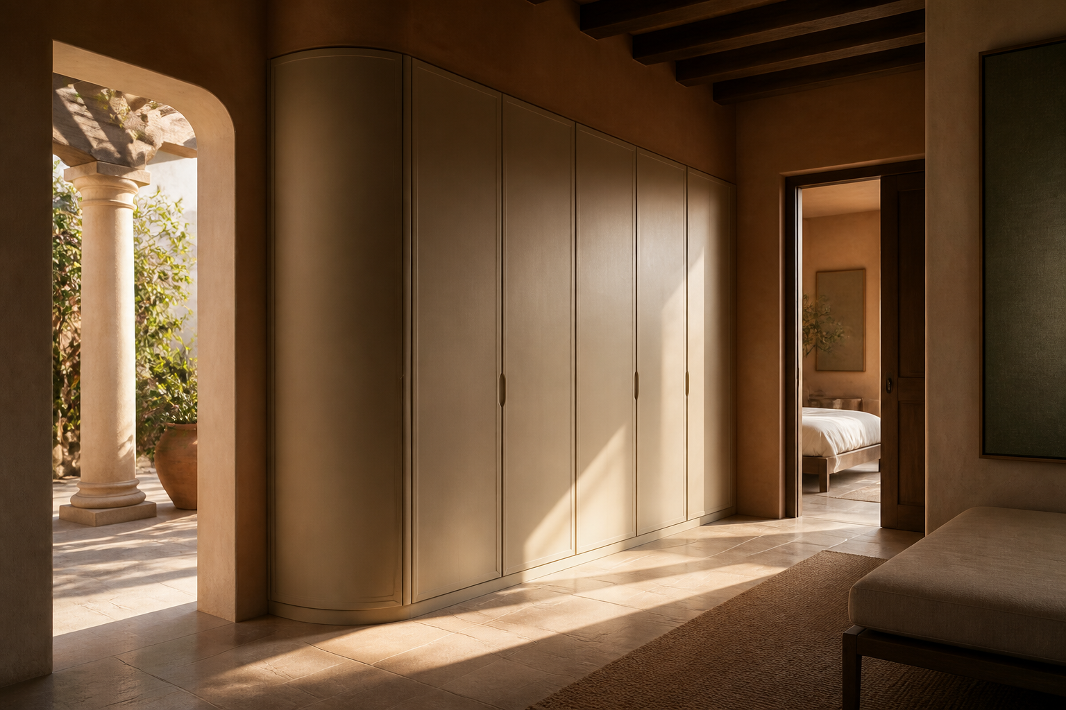 Fadior Lumiere Wardrobe Suite with Radius Niche Dressing Archive — interior room context showing cabinet integration