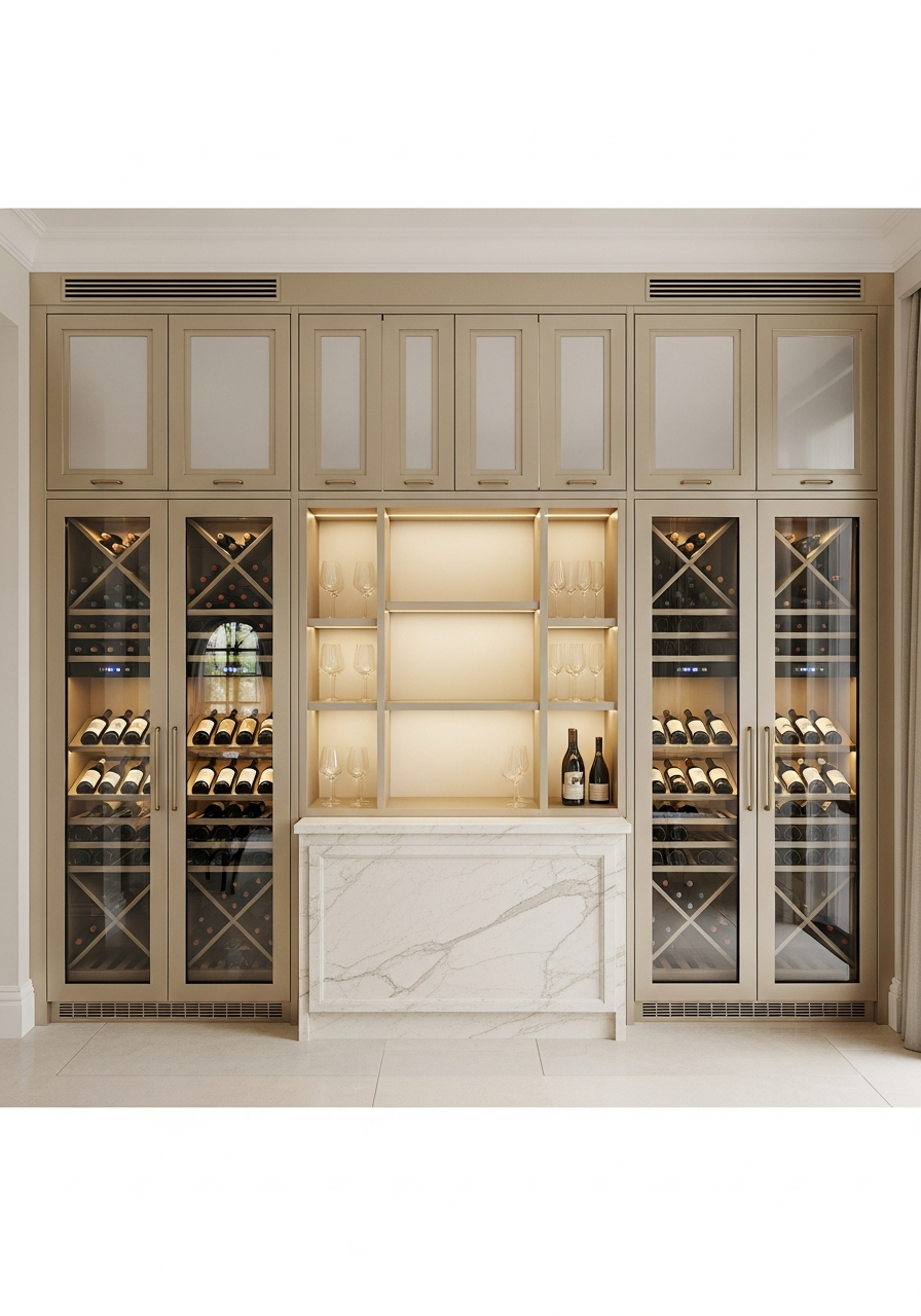 Fadior Grotto Wine Cabinet Suite — interior room context showing cabinet integration