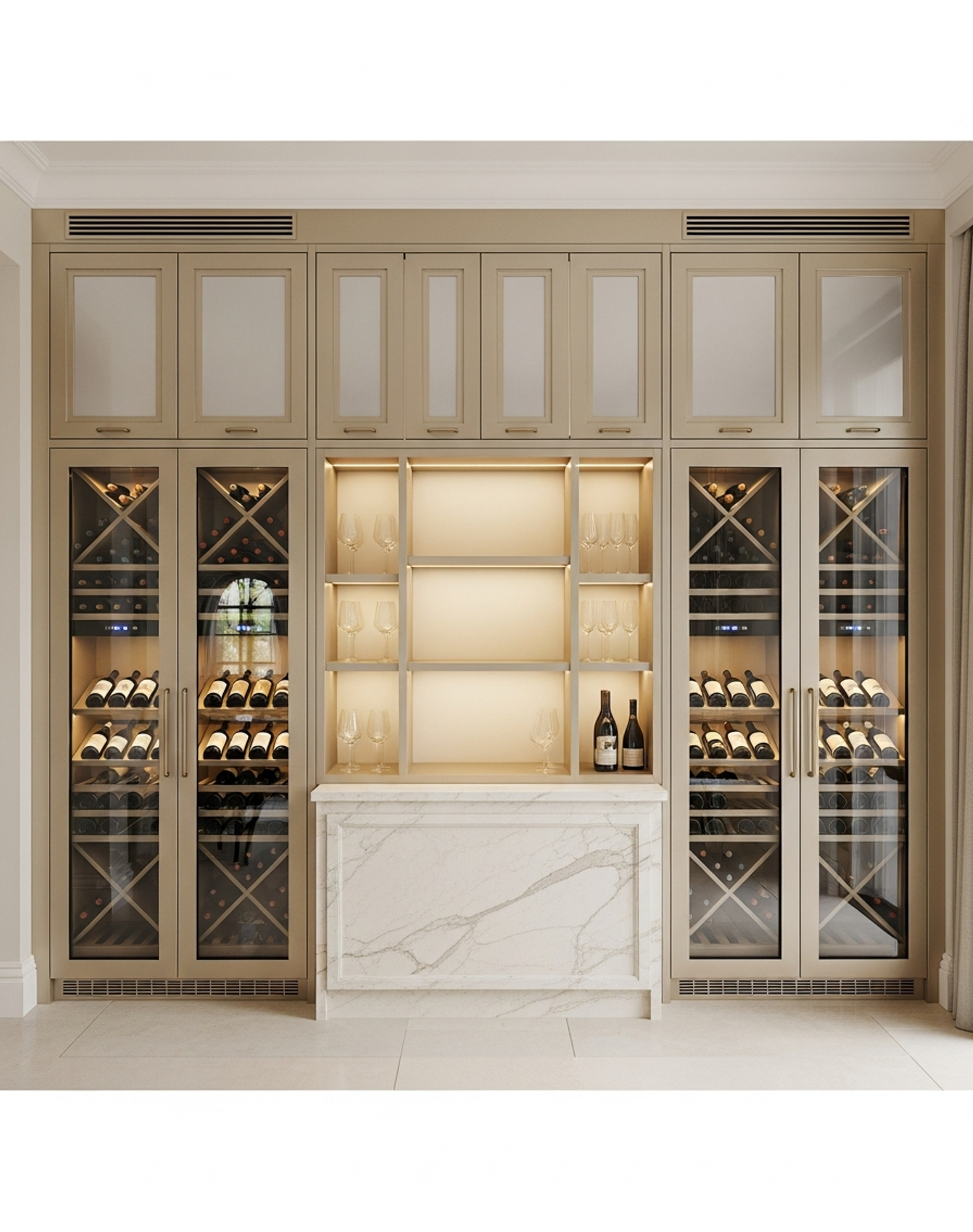 Fadior Grotto Wine Cabinet Suite — interior room context showing cabinet integration