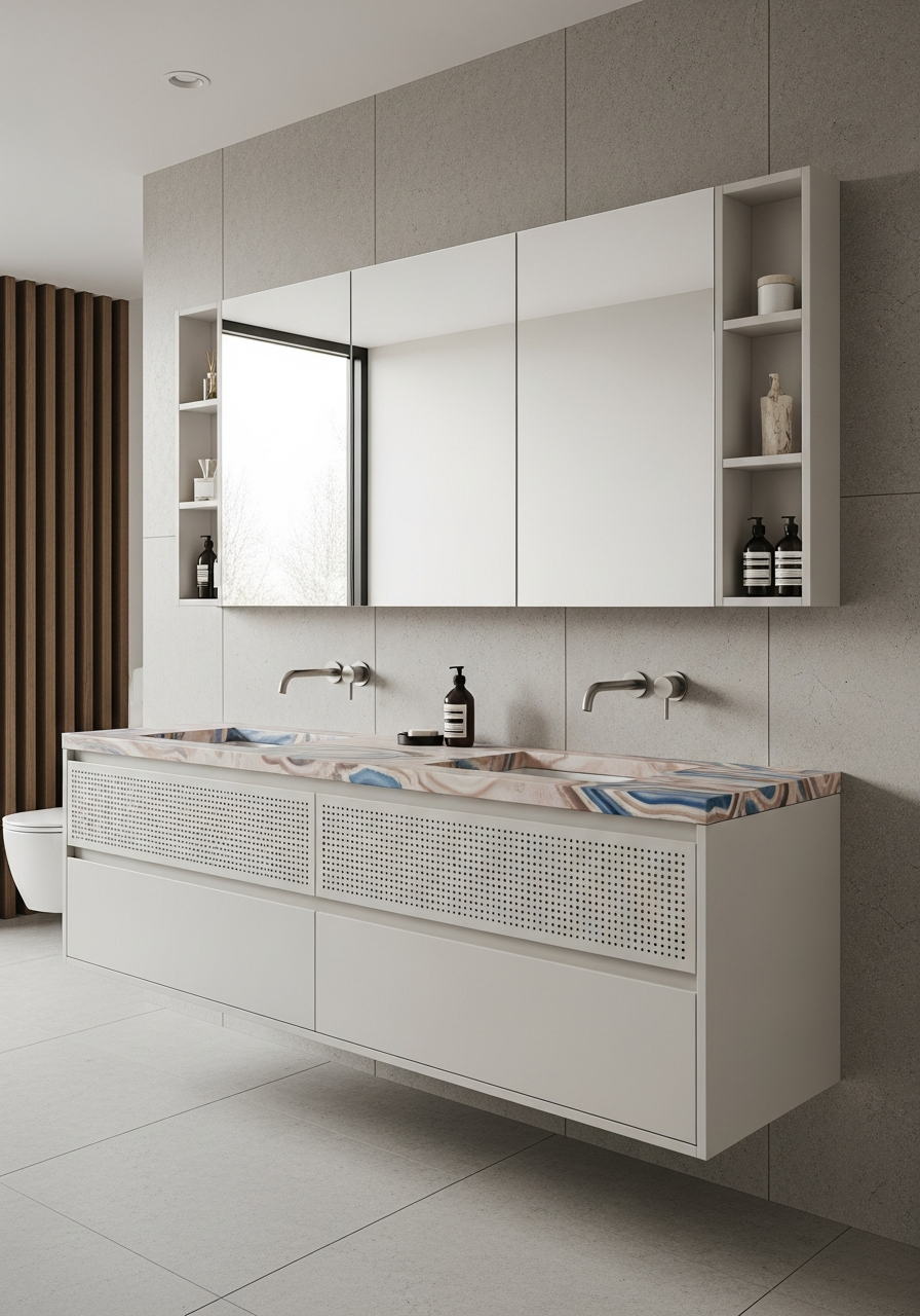 Fadior Acqua Bath and Vanity Suite — interior room context showing cabinet integration