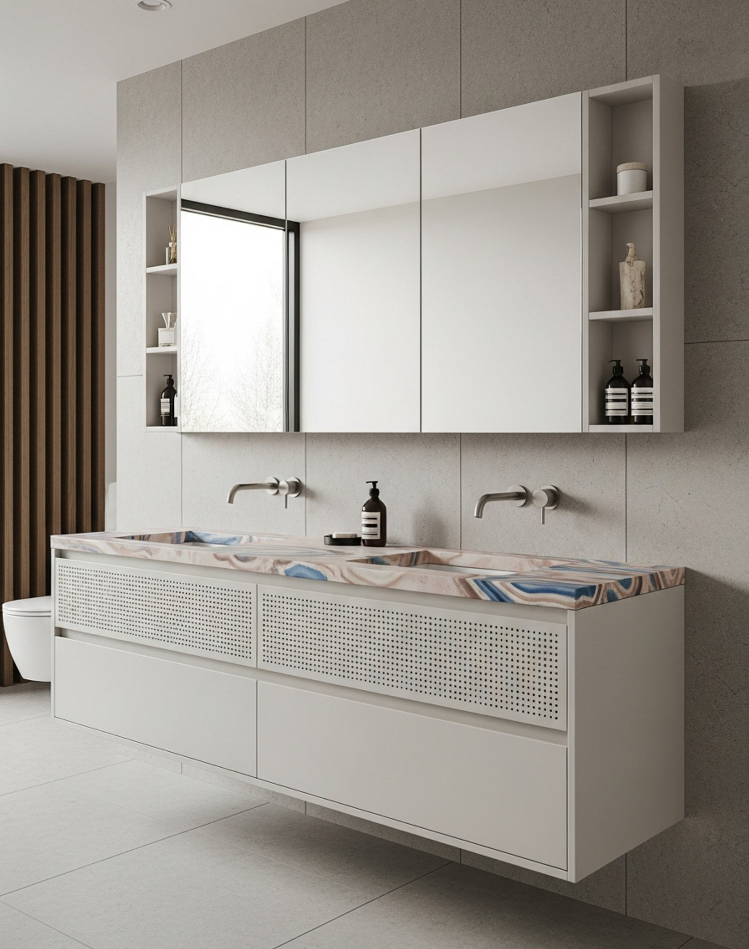Fadior Acqua Bath and Vanity Suite — interior room context showing cabinet integration