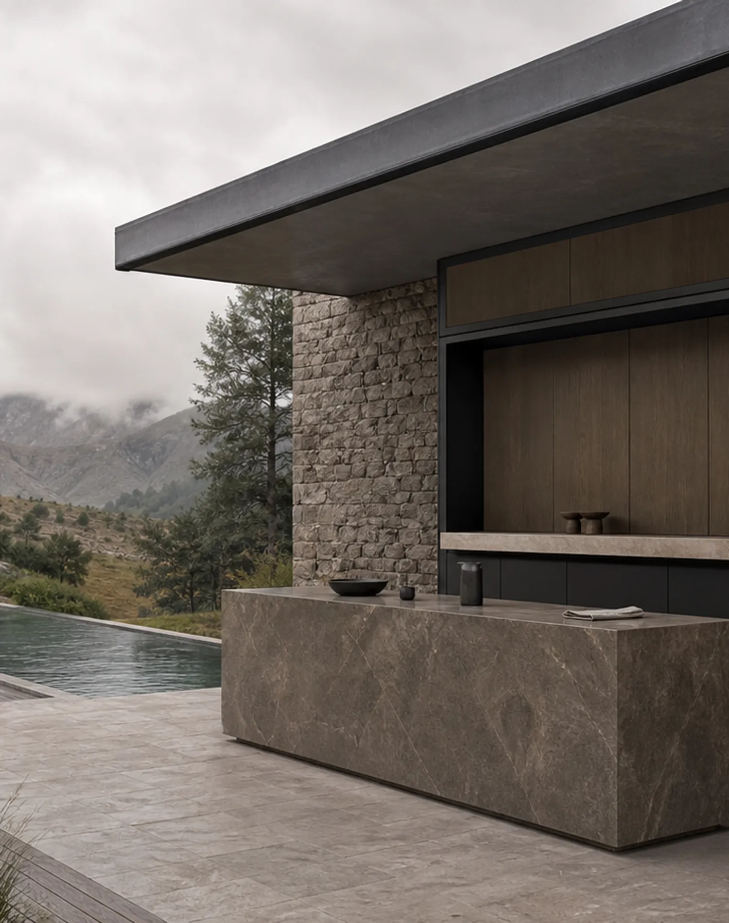Fadior Riviera Kitchen Suite with Sunlit Travertine Pantry Bar — lifestyle setting with natural light and residential styling