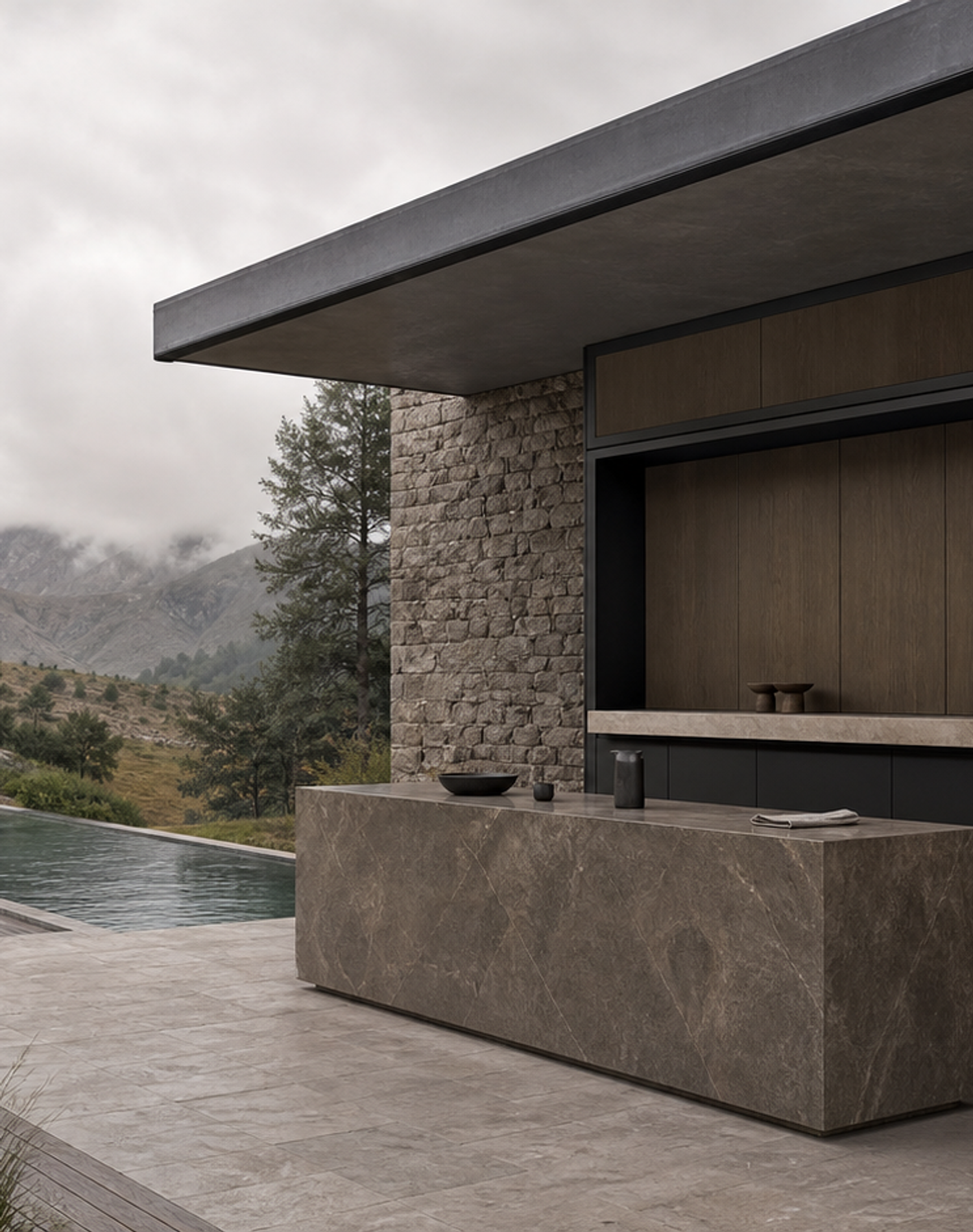 Fadior Riviera Kitchen Suite with Sunlit Travertine Pantry Bar — lifestyle setting with natural light and residential styling