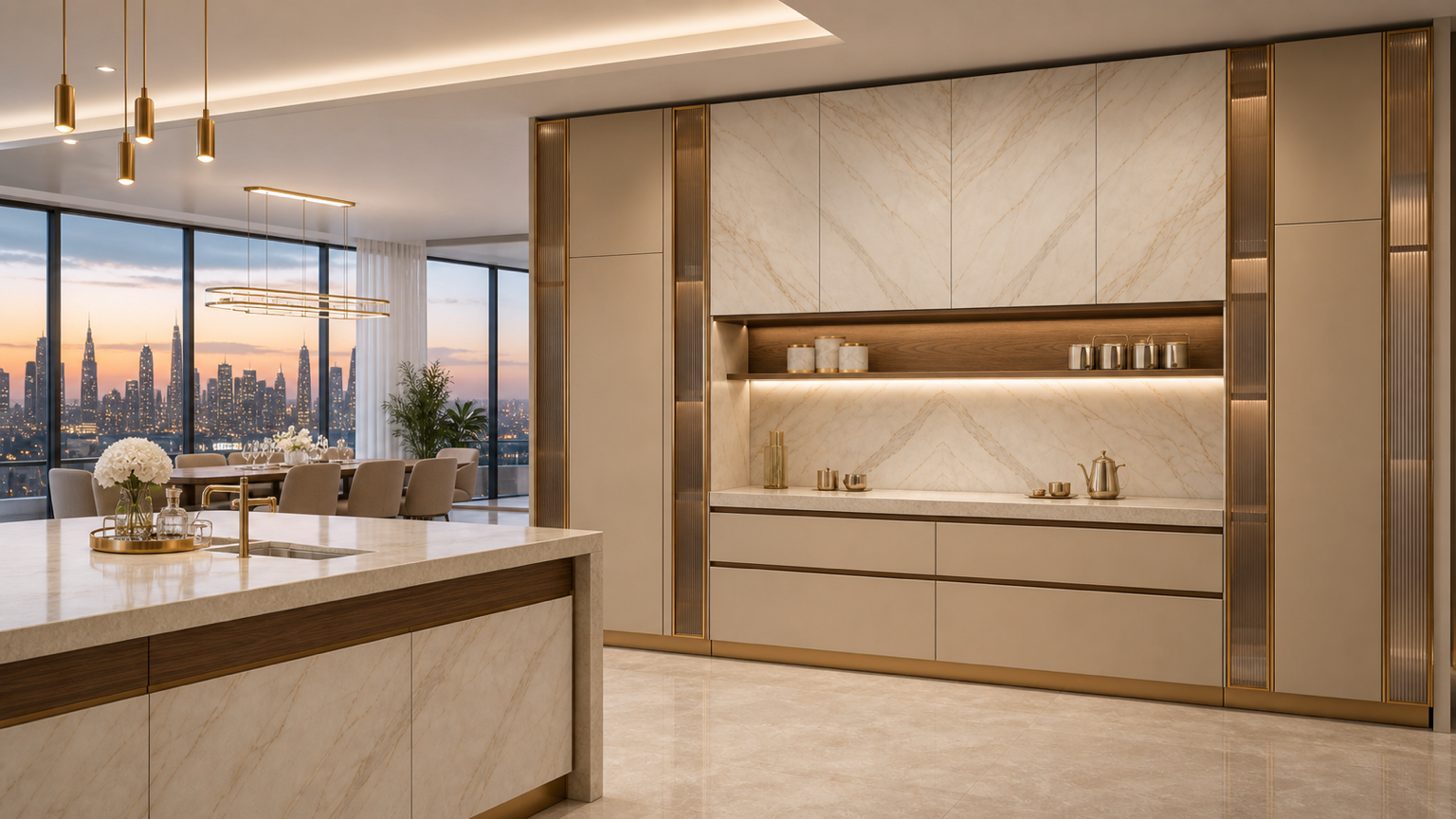 Fadior Pavilion Kitchen Suite with Cove Tea Pantry Wall — lifestyle setting with natural light and residential styling