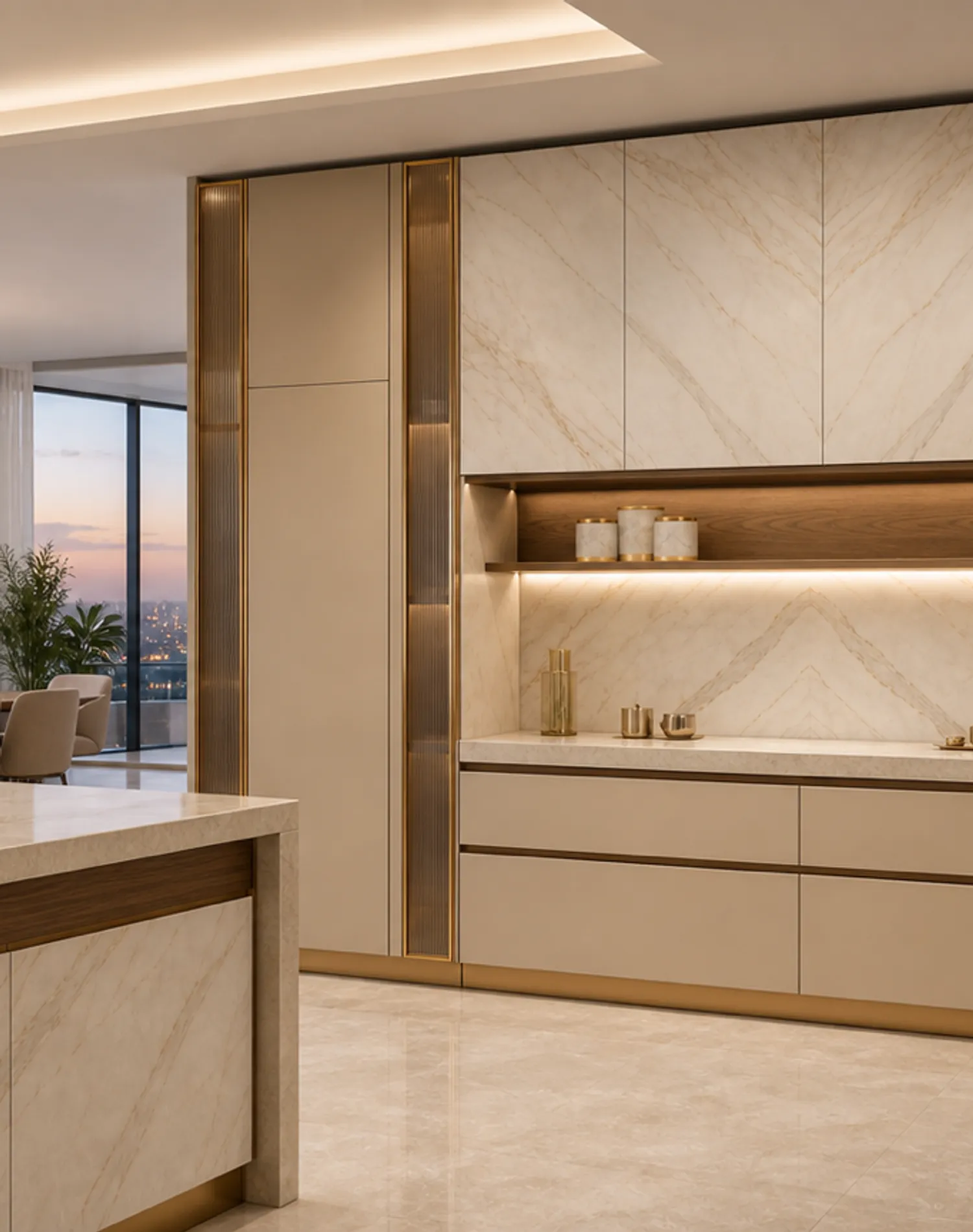 Suite de Cocina Pavilion con Muro de Despensa de Té Cove estudio de adaptación