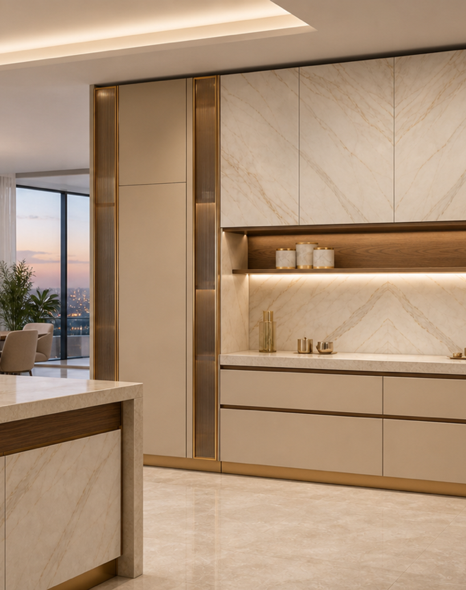 Fadior Pavilion Kitchen Suite with Cove Tea Pantry Wall — lifestyle setting with natural light and residential styling