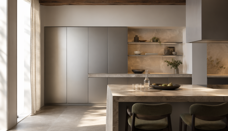 Open Shelving vs Closed Cabinetry in Luxury Kitchens — 304 stainless steel cabinetry editorial by Fadior