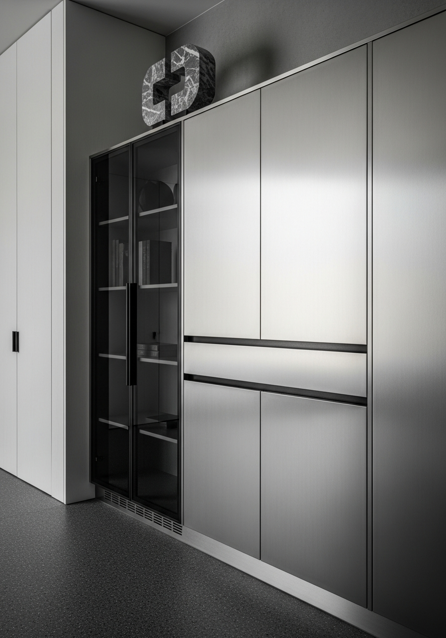Fadior Archetype Entryway Suite — close-up of stainless steel finish and hardware detail