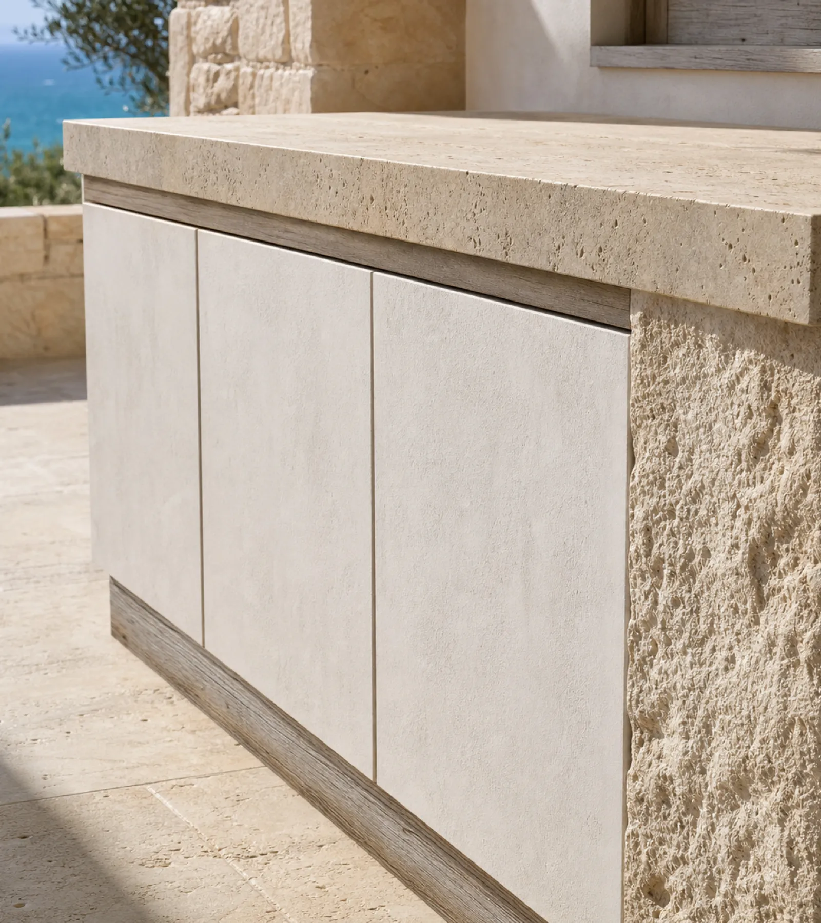 Suite de Cocina Exterior Vantage con Módulo de Servicio Limestone Tide acabado y detalle