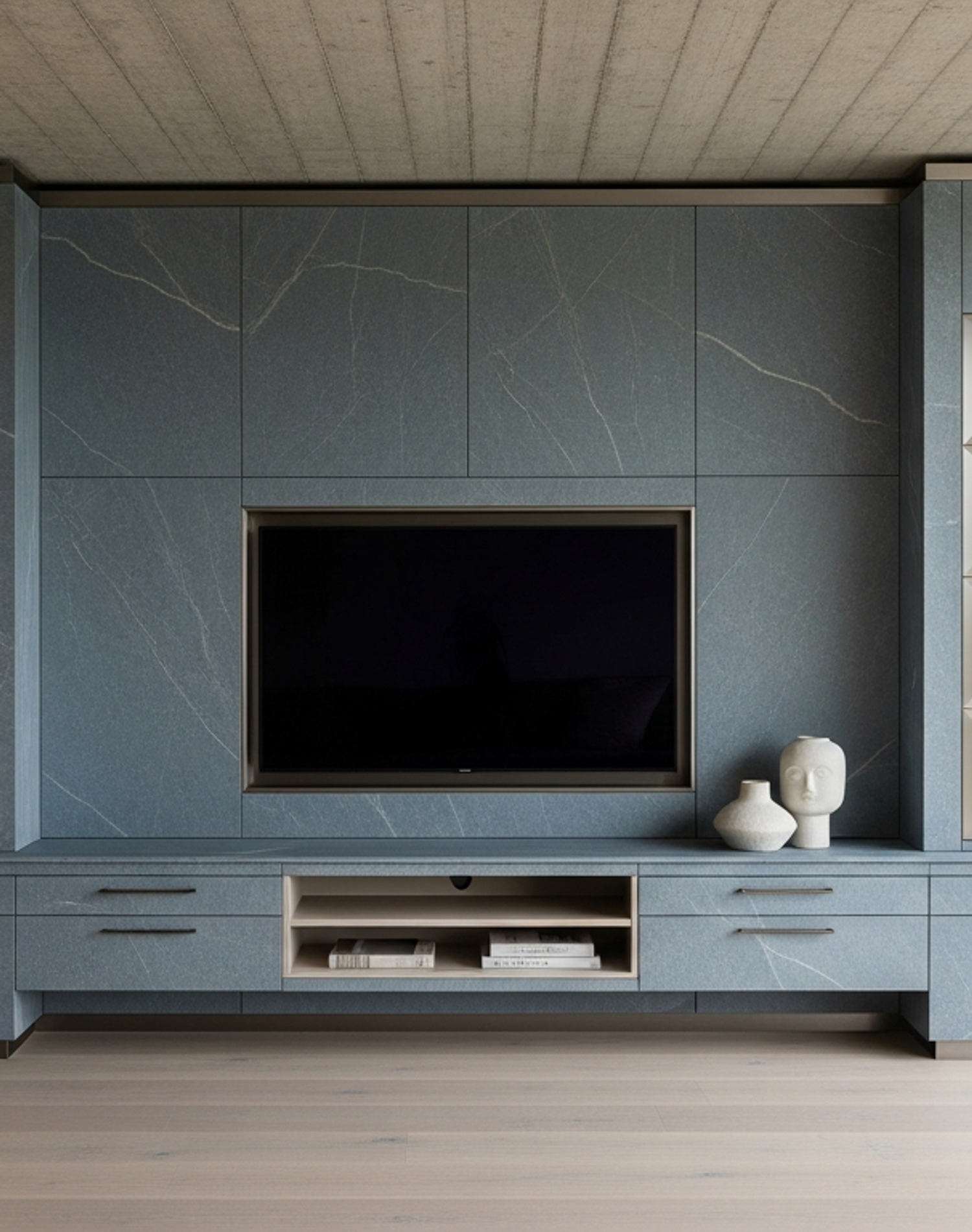 Fadior Essence Media Wall — lifestyle setting with natural light and residential styling