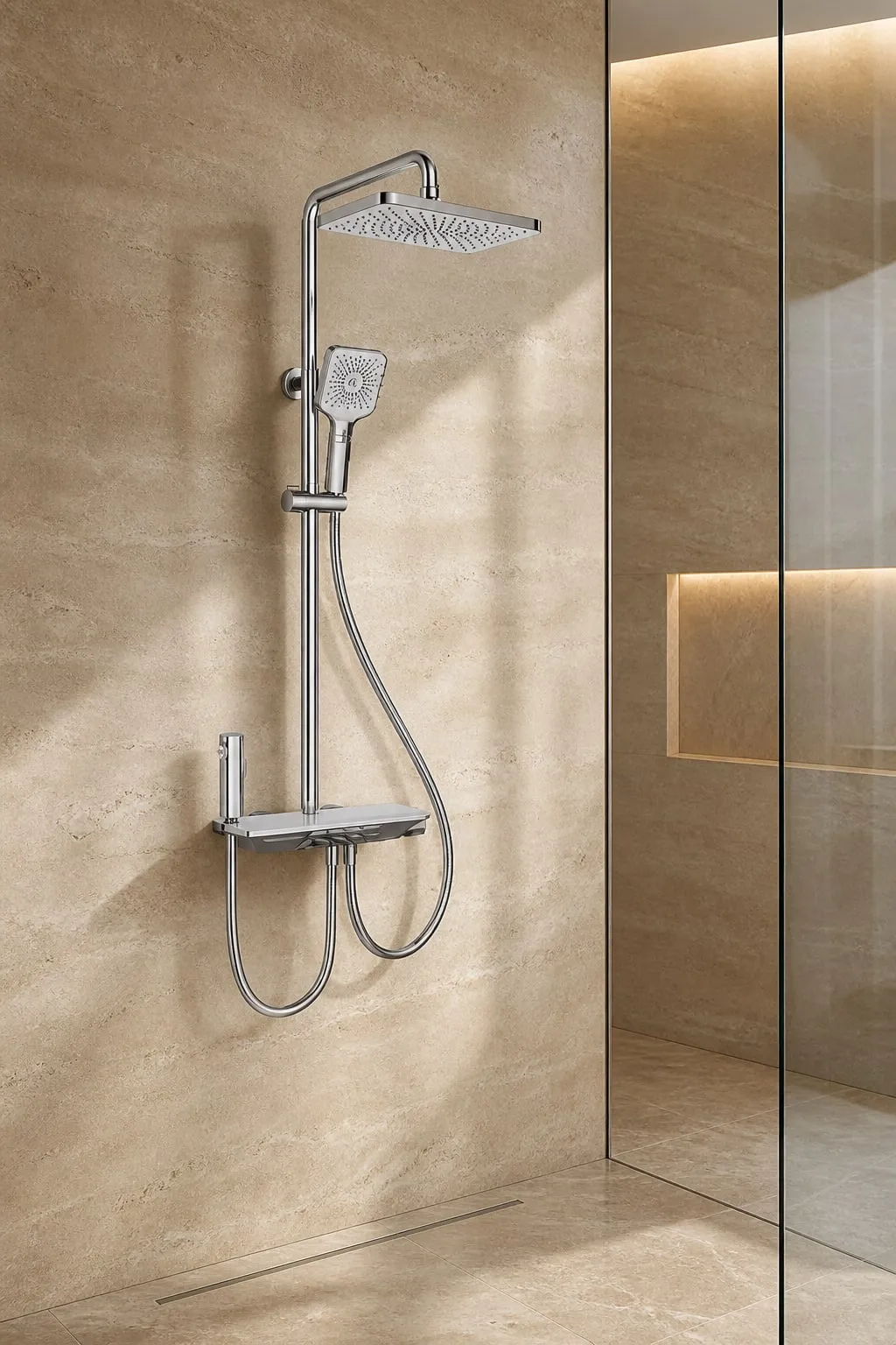 380 mm Glass-Panel Multi-Jet Shower System — HJ-028