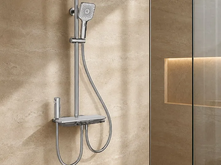 Sistema de Grifería de Ducha Multichorro con Panel de Vidrio 380 mm — HJ-028