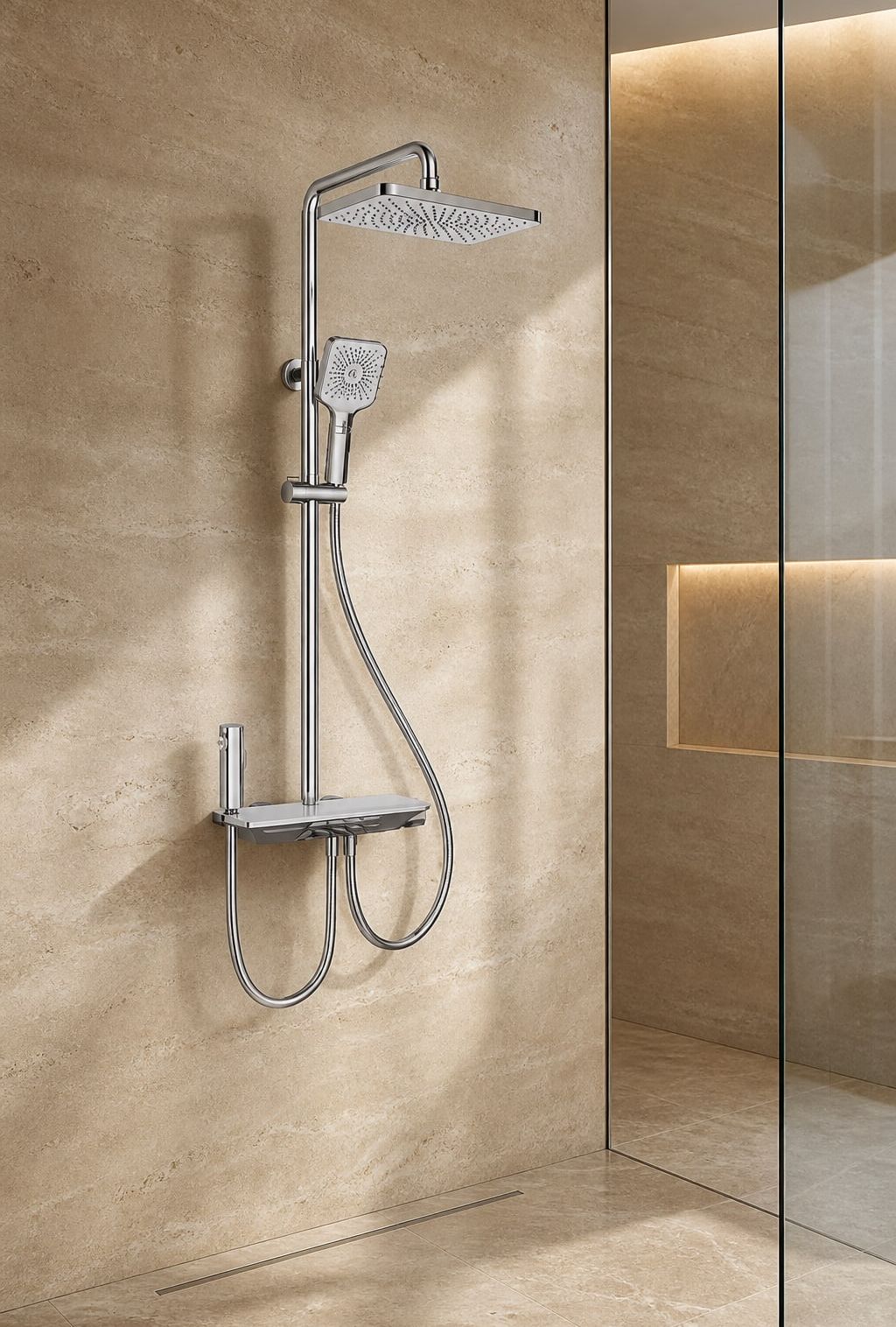 Shower Faucet System styled in a FADIOR HOME interior setting