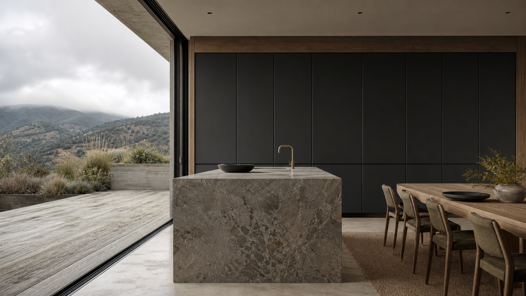 Fadior Atelier Kitchen Suite with Structural Datum Island — lifestyle setting with natural light and residential styling