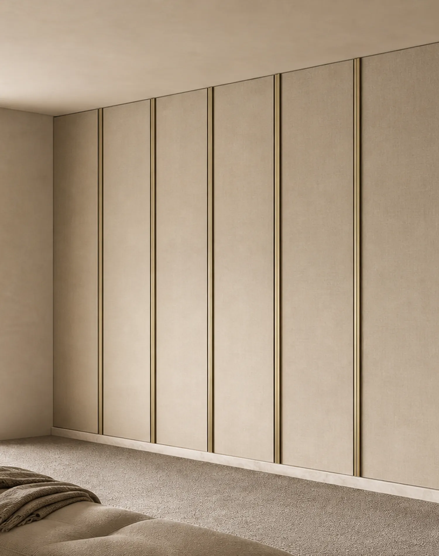 Fadior Resonance Wardrobe Suite with Linen Pivot Dressing Wall — lifestyle setting with natural light and residential styling