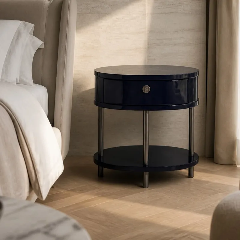 Round Shelf-Base Nightstand