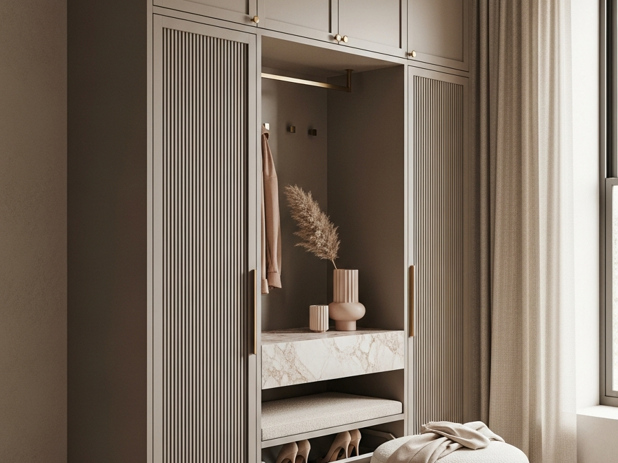 Fadior Archetype Entryway Shoe Cabinet — 304 stainless steel entryway system, front view