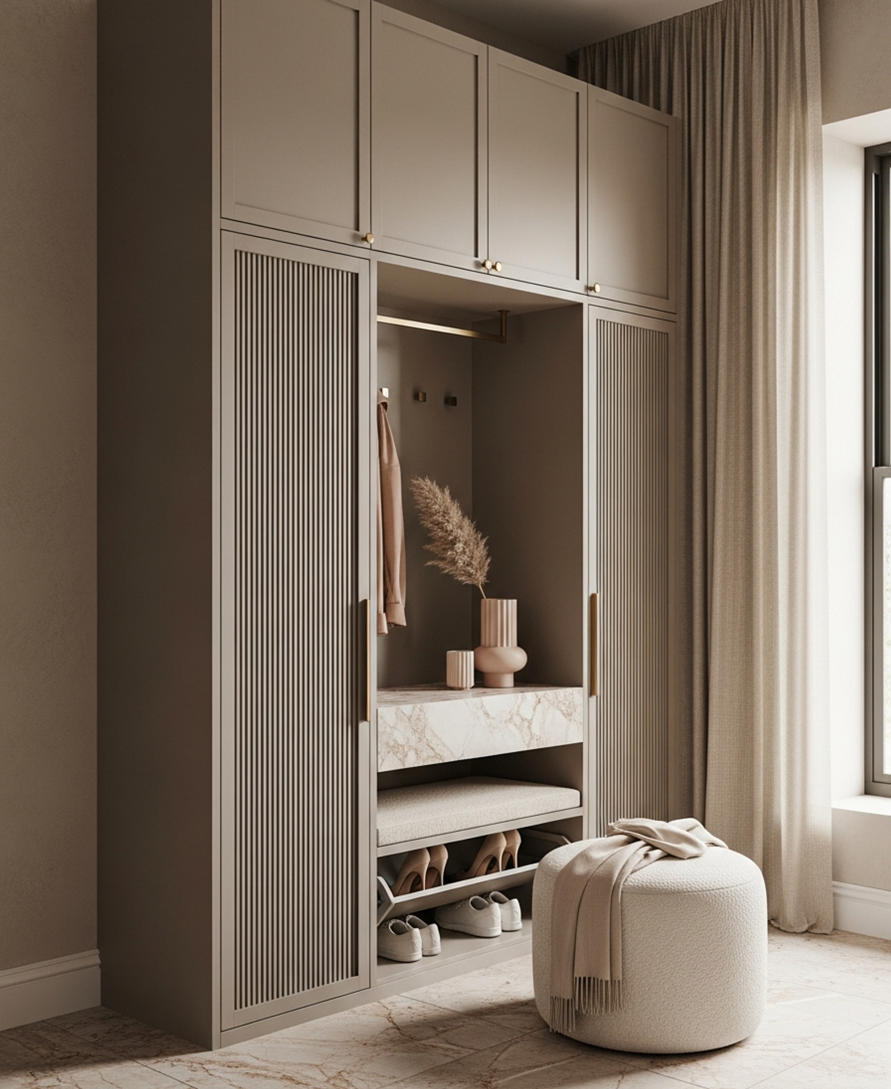 Fadior Archetype Entryway Shoe Cabinet — 304 stainless steel entryway system, front view