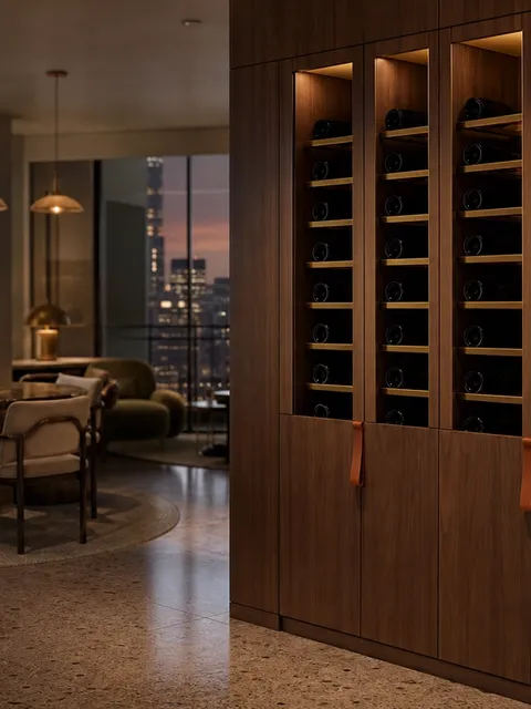 Armario de Vinos Gloria con Pared de Servicio Amber Cellar