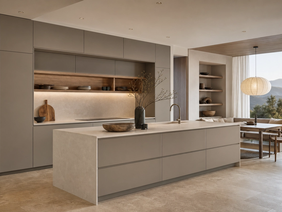 Fadior Forge Kitchen Suite with Milan Forecast Kitchen Wall — 304 stainless steel kitchen system, front view