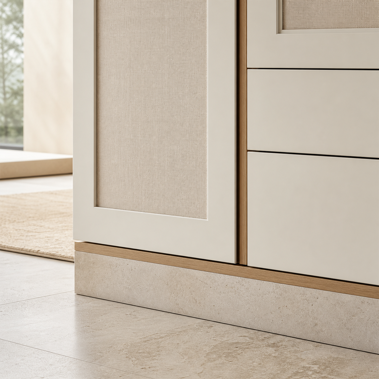 Fadior Lumiere Wardrobe Suite with Low-Glare Trousseau Lantern — close-up of stainless steel finish and hardware detail