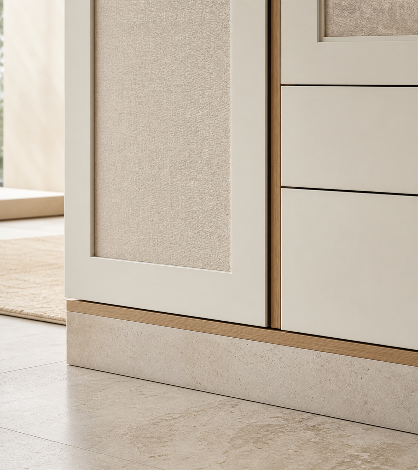 Fadior Lumiere Wardrobe Suite with Low-Glare Trousseau Lantern — close-up of stainless steel finish and hardware detail