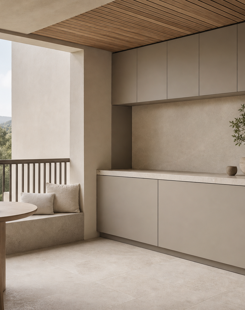 Fadior Cannes Balcony Suite with Breeze Foldaway Breakfast Bar — interior room context showing cabinet integration