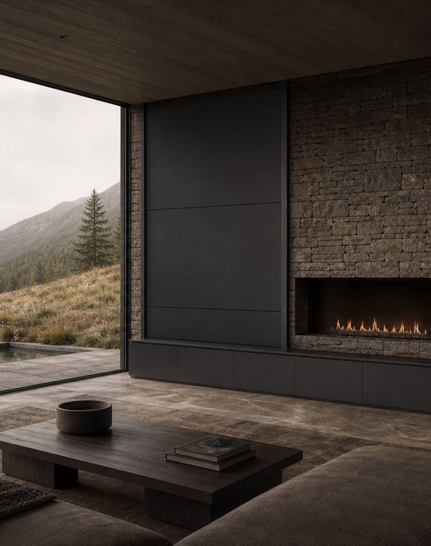 Fadior Zenith Living Room Suite with Charcoal Plinth Display Bay — lifestyle setting with natural light and residential