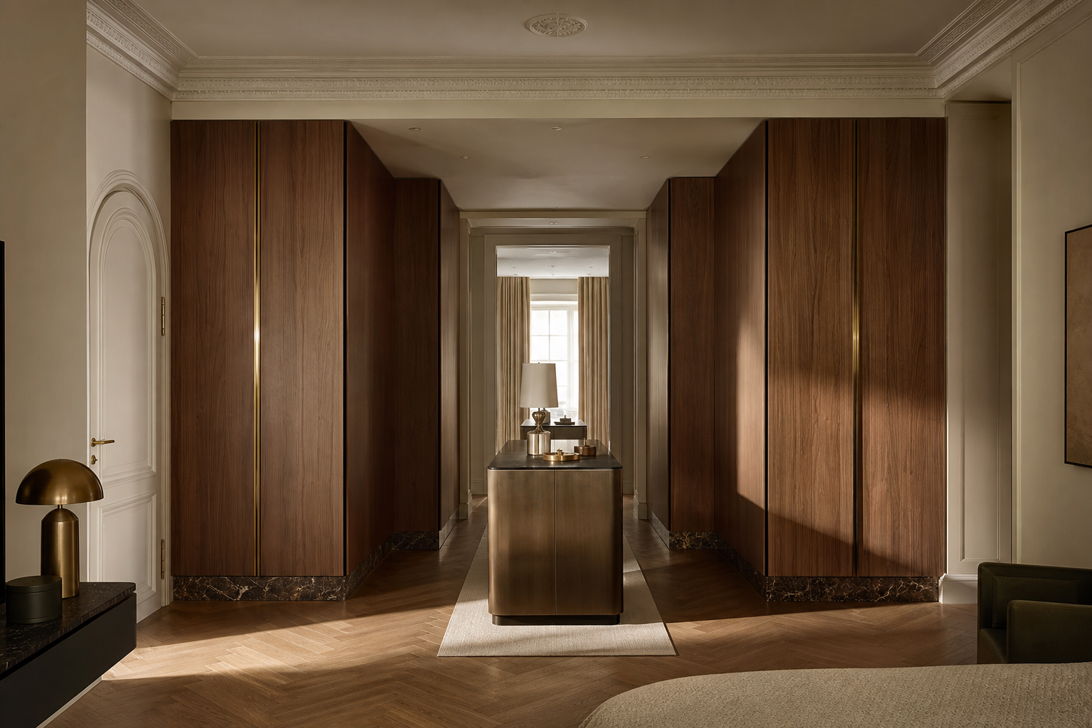 Fadior Lumiere Wardrobe Suite with Thin Slab Dressing Portal — interior room context showing cabinet integration