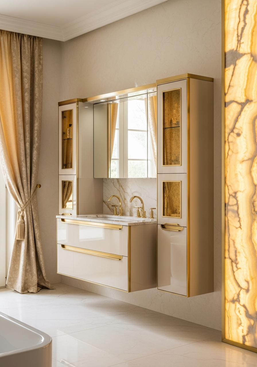 Fadior Acqua Bath and Vanity Suite — interior room context showing cabinet integration