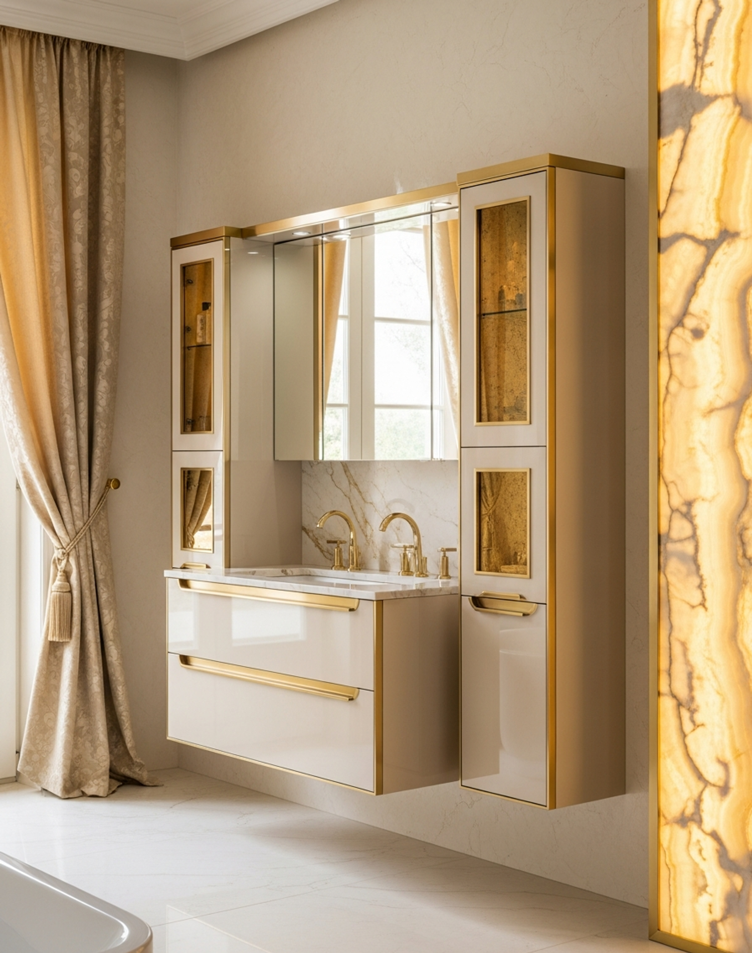 Fadior Acqua Bath and Vanity Suite — interior room context showing cabinet integration