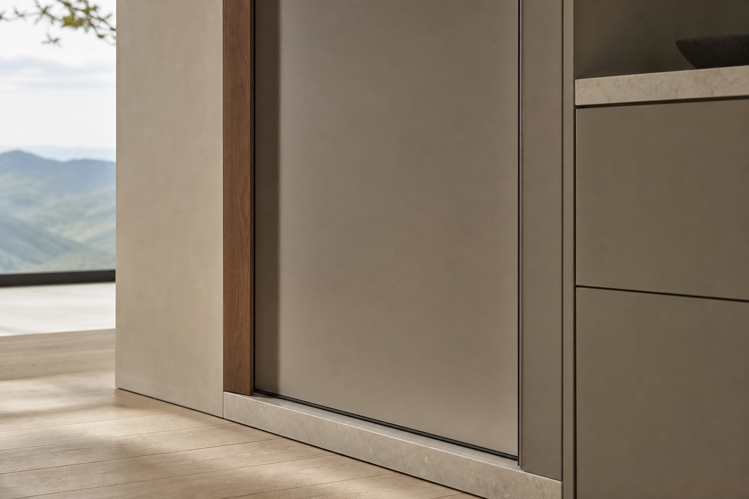 Fadior Silhouette Interior Door Suite with Spectral Oxide Passage Veil — close-up of stainless steel finish and hardware